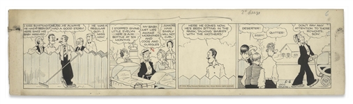 Chic Young Hand-Drawn Blondie Comic Strip From 1934 Titled That Old Guy of Mine -- Dagwood Takes Fatherhood Seriously